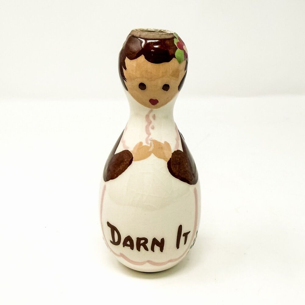 Vintage Darn It Doll Cleminson Pottery Darning Egg Sewing 1940s